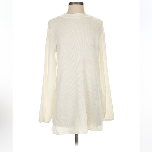 Reformation Ribbed Mock Turtleneck Sweater White Cream Soft Oversized Tunic S - Picture 1 of 17